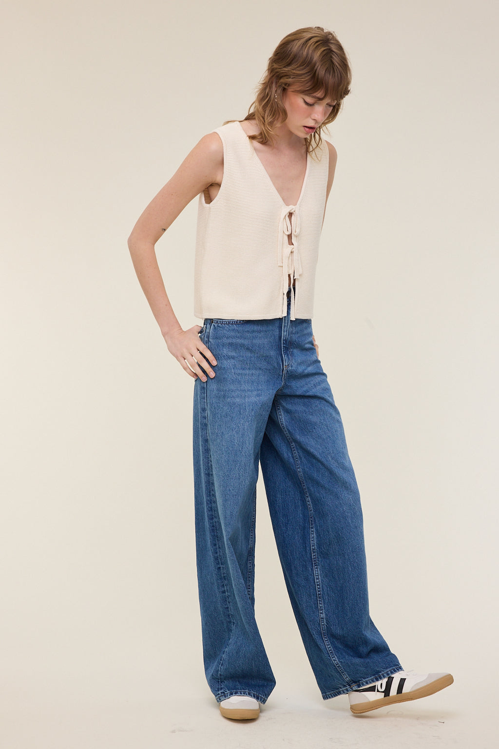 Eiza Knitted Tie Front Top