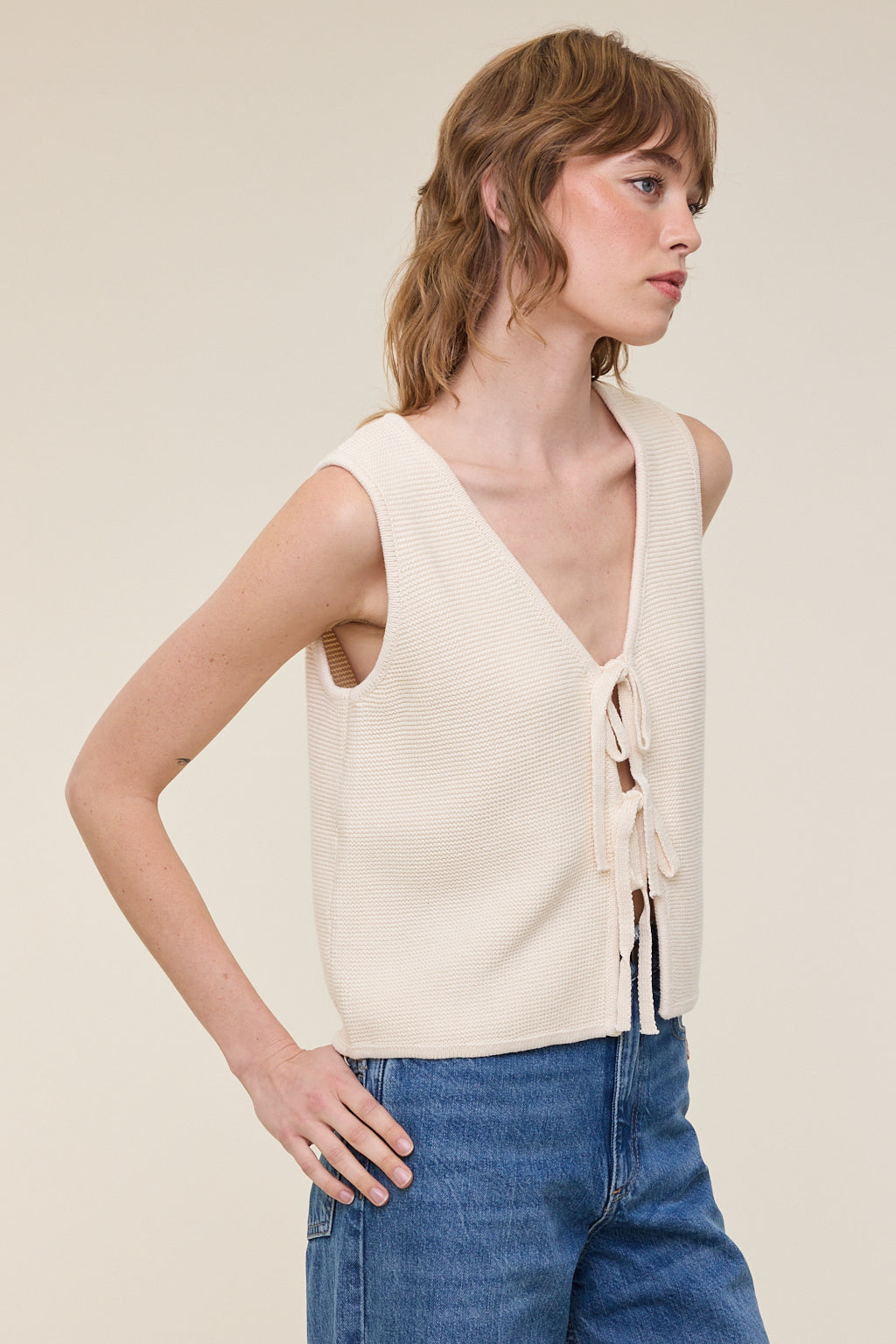 Eiza Knitted Tie Front Top