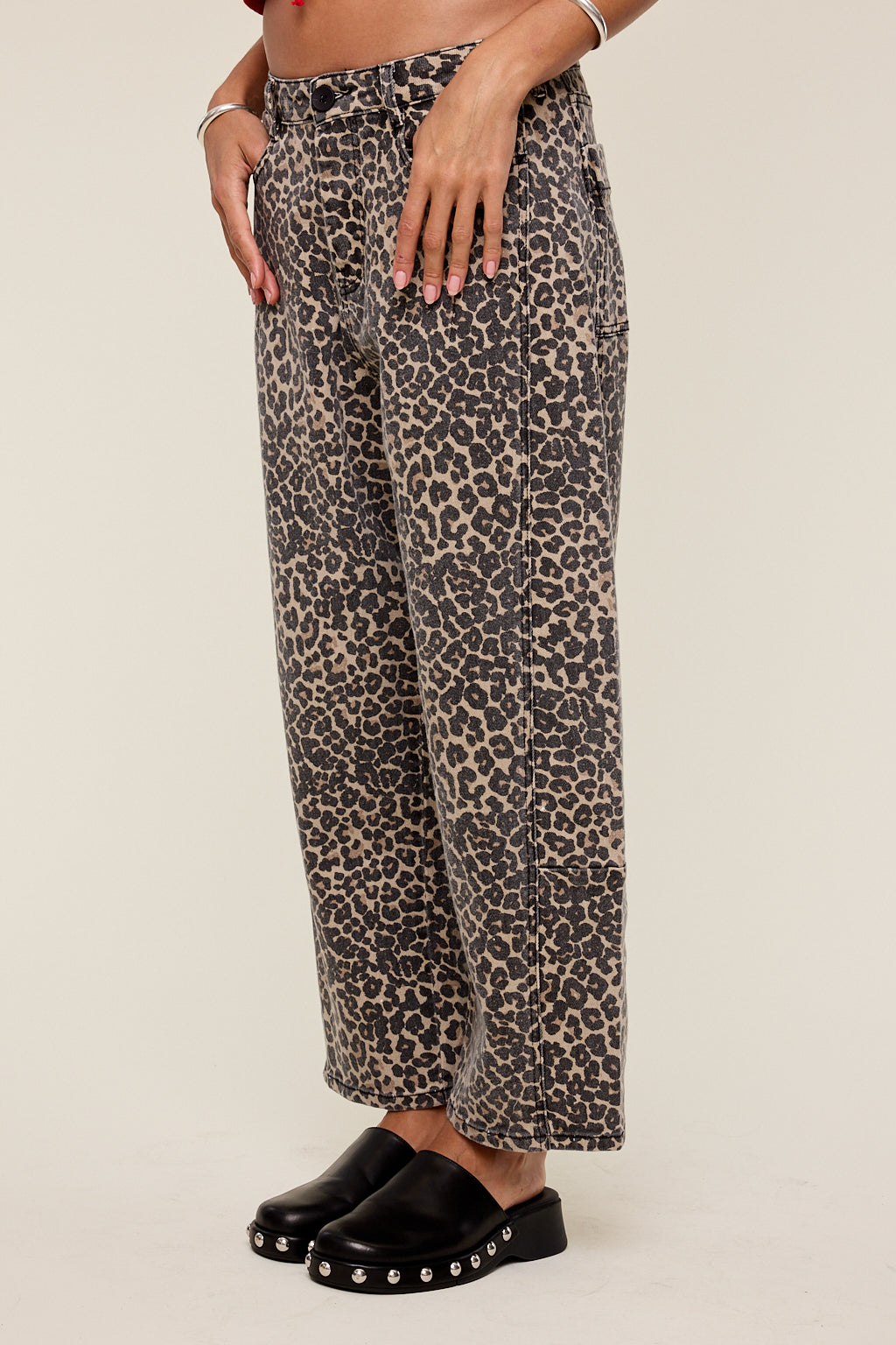 Nova Leopard Print Barrel Jeans