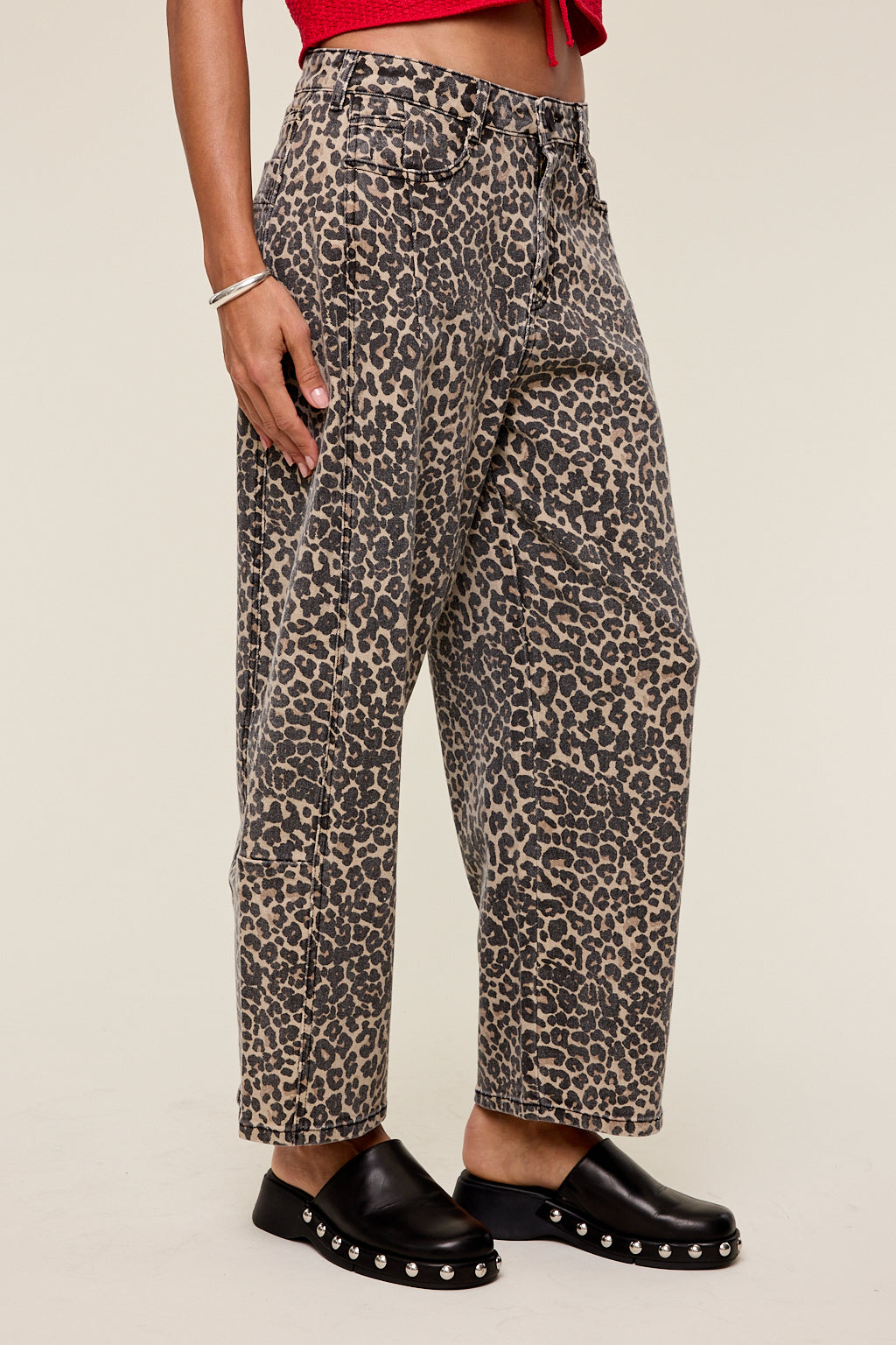 Nova Leopard Print Barrel Jeans