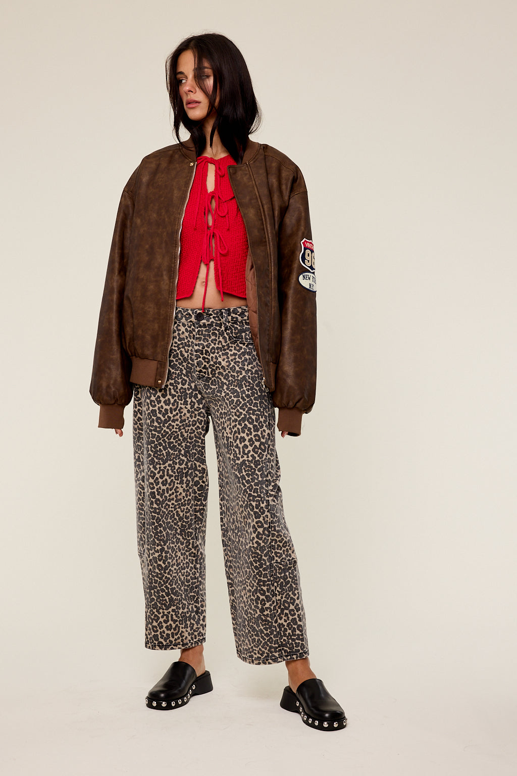 Nova Leopard Print Barrel Jeans