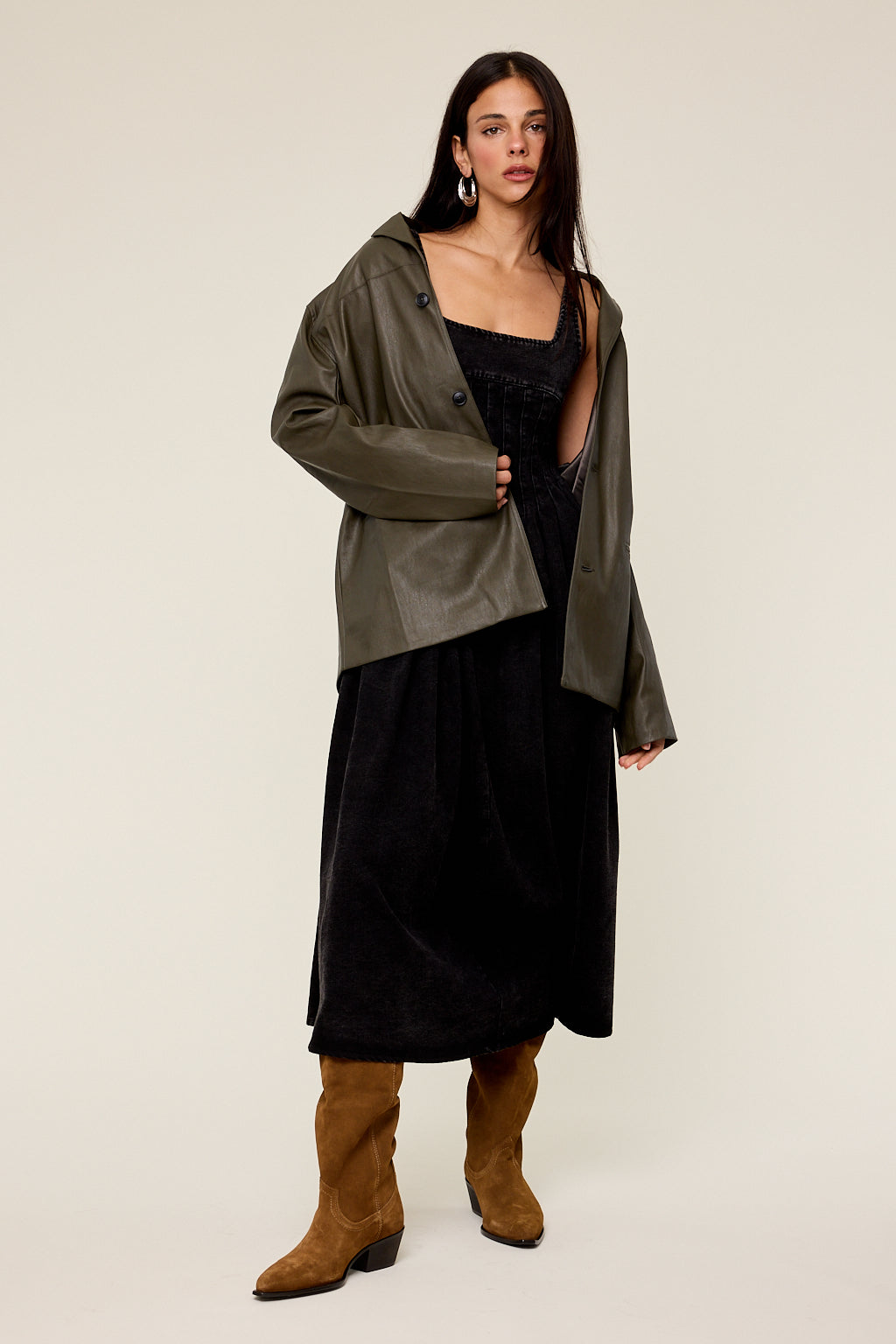 Maeve Square Neck Denim Midi Dress