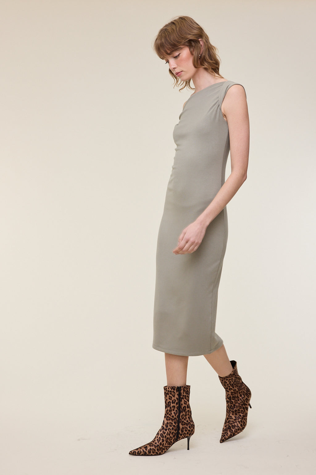 Jade Twist Off Shoulder Midi Dress