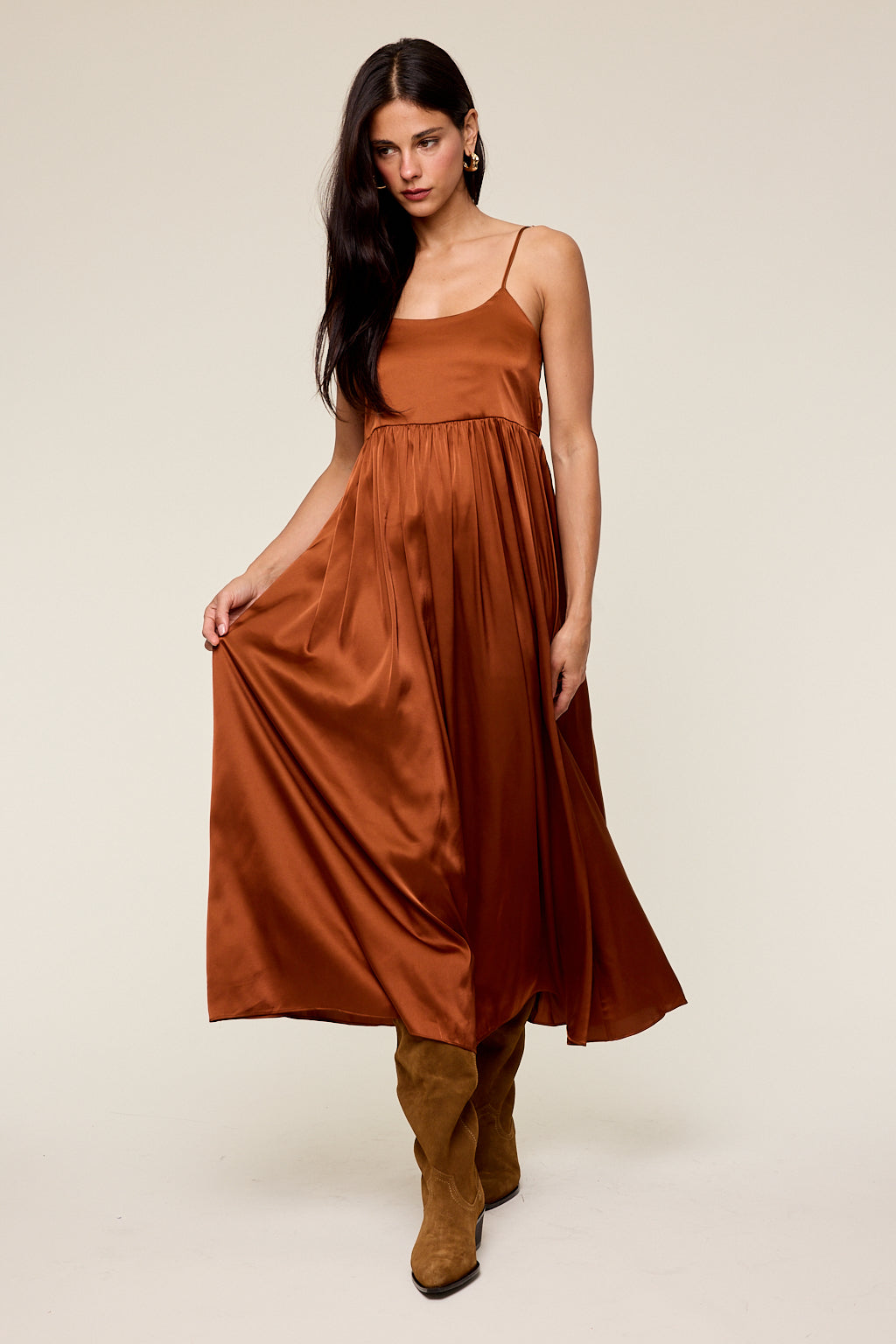 Audrey Satin Tie Back Midi Dress