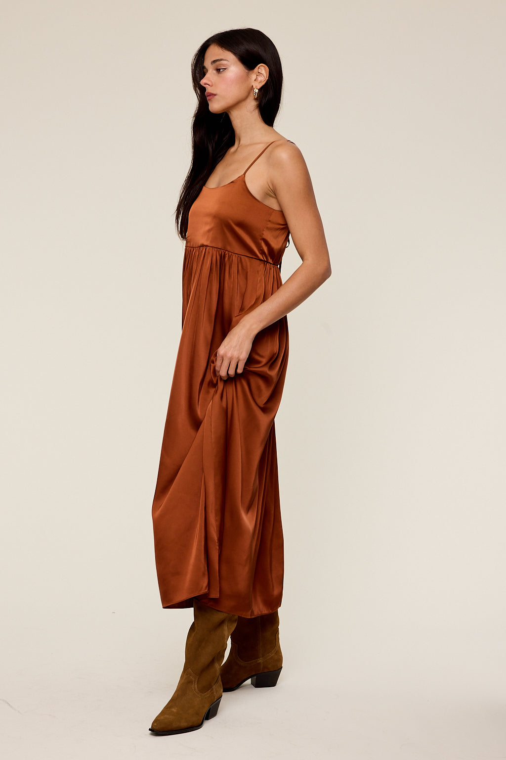 Audrey Satin Tie Back Midi Dress