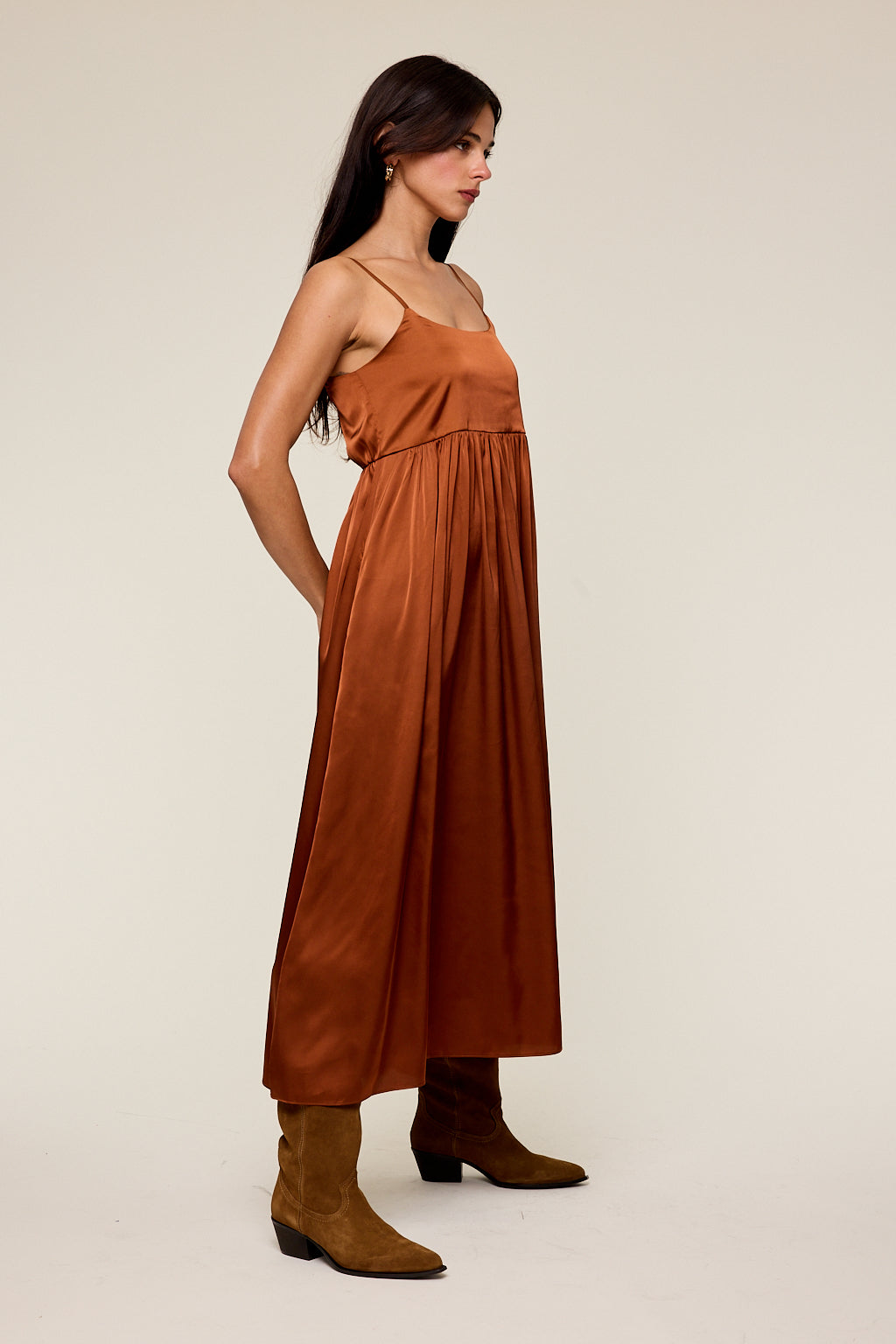 Audrey Satin Tie Back Midi Dress