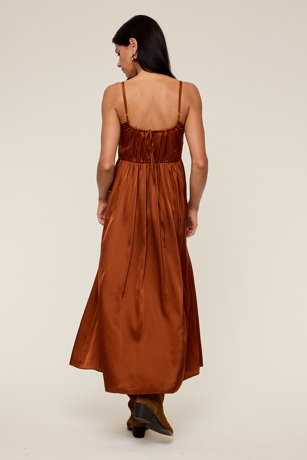 Audrey Satin Tie Back Midi Dress