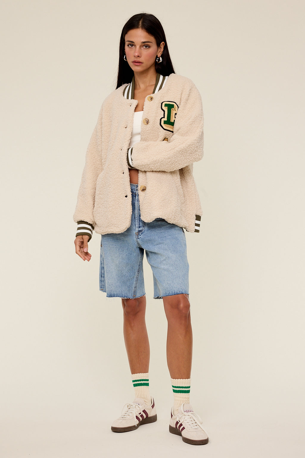 Josie Sherpa Varsity Jacket