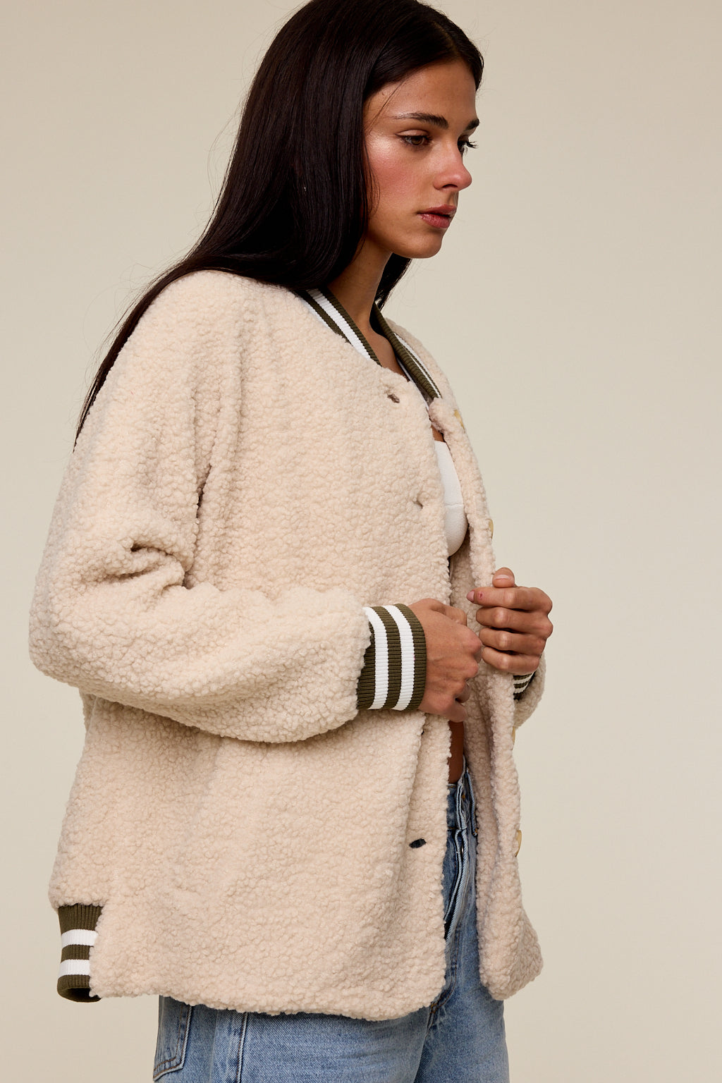 Josie Sherpa Varsity Jacket