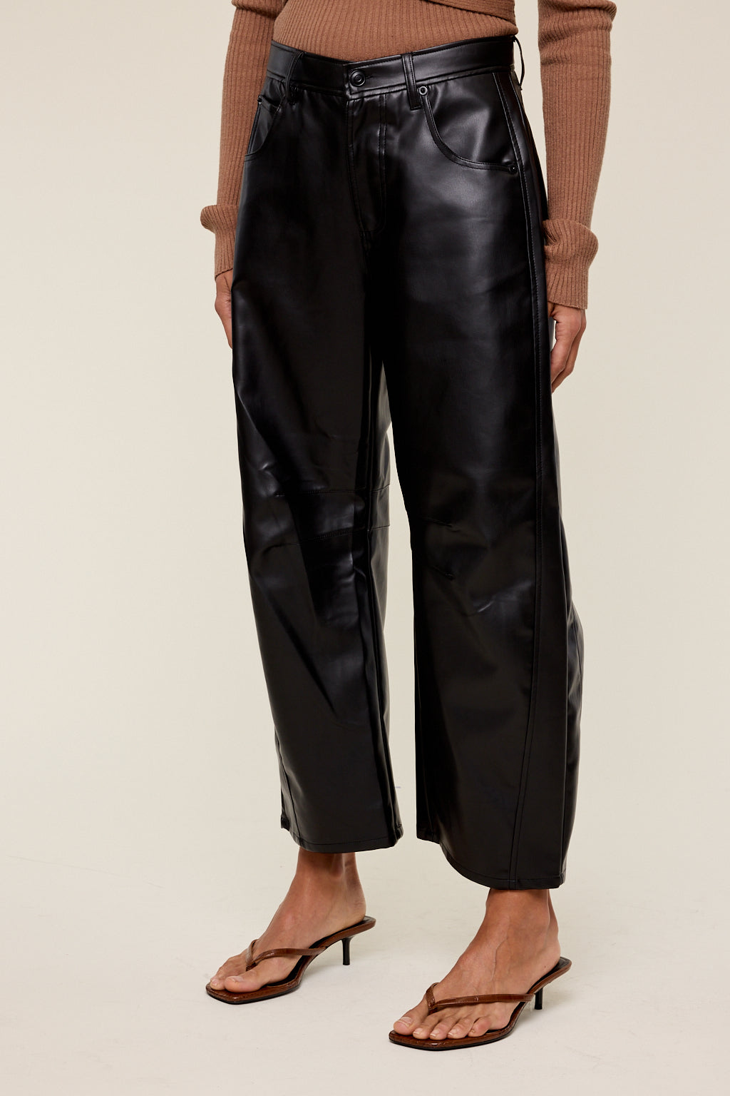 Amaya Pleather Barrel Pants