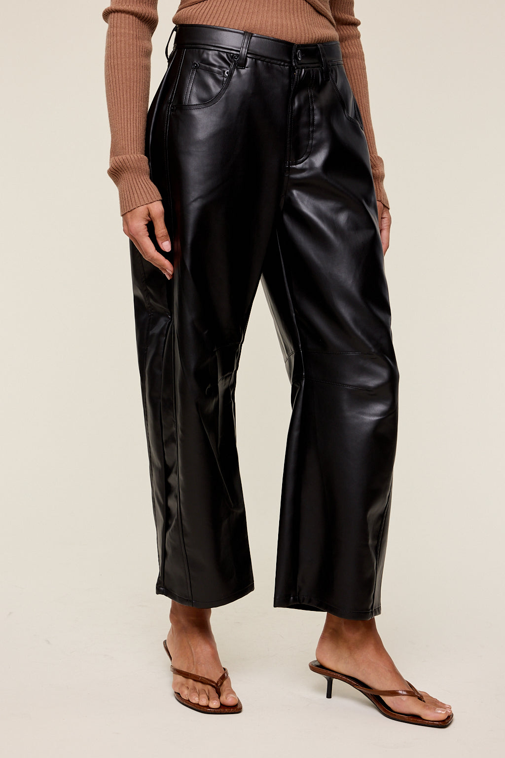 Amaya Pleather Barrel Pants