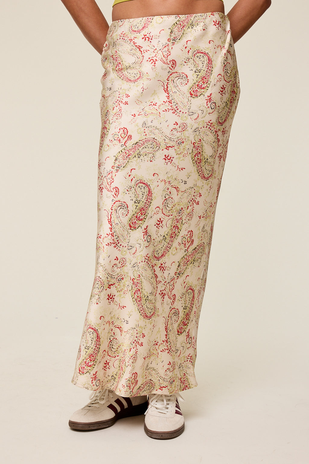 Nia Paisley Satin Long Skirt