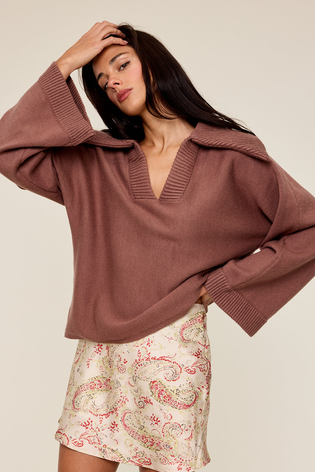 Lila V-Neck Bell Sleeve Sweater