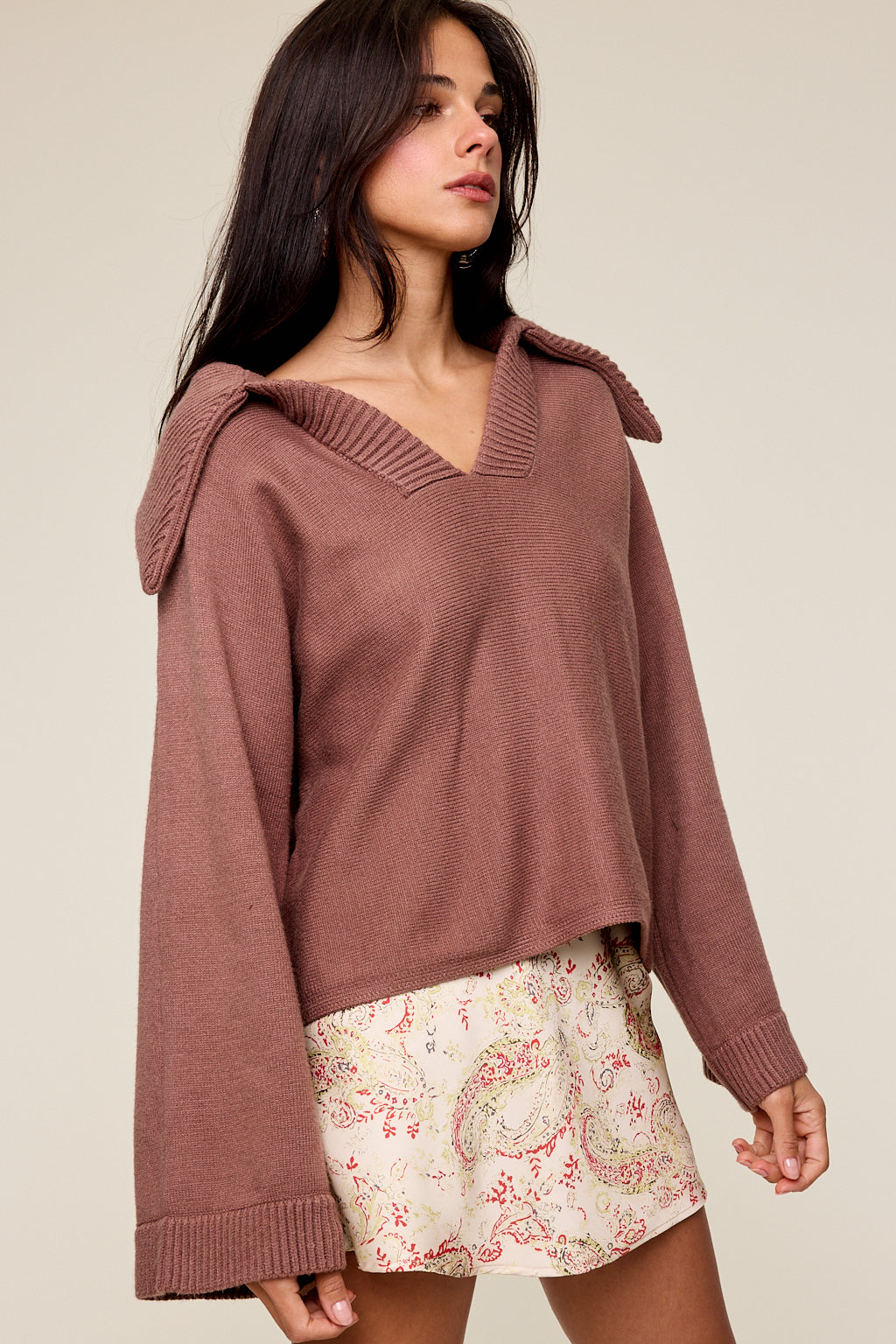 Lila V-Neck Bell Sleeve Sweater