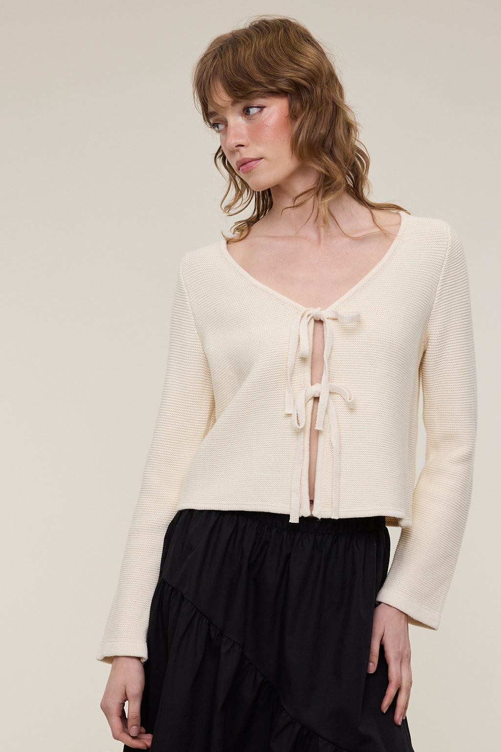 Ava Long Sleeve Tie Front Cardigan
