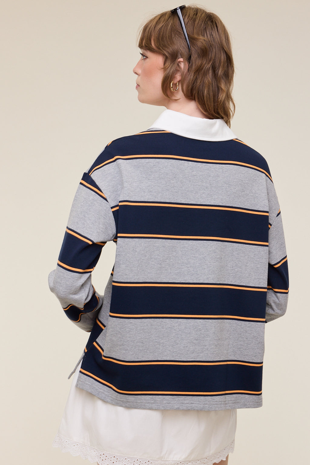 Betty Striped Knit Polo Top